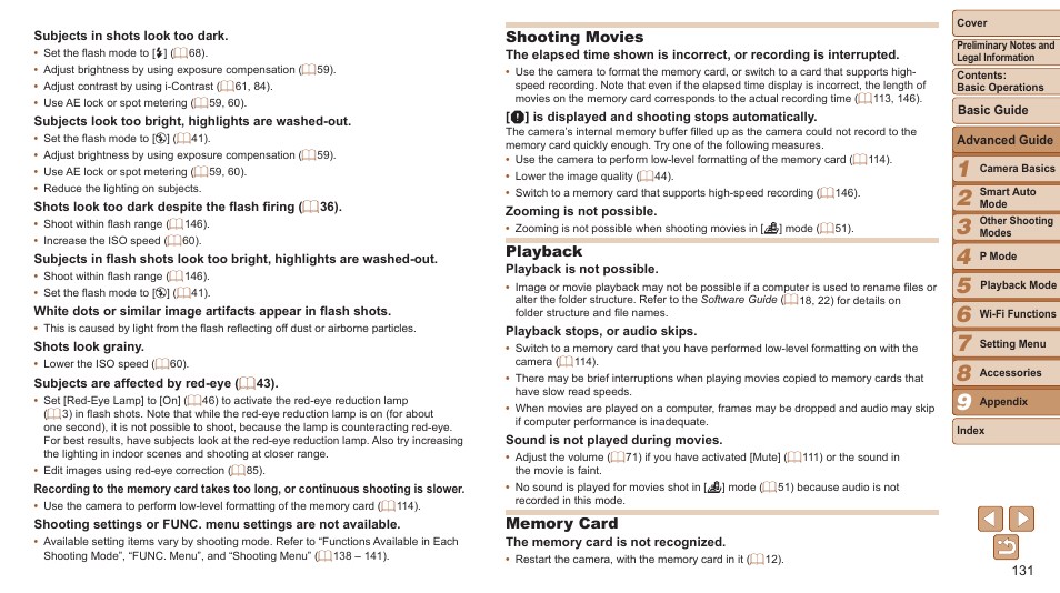 Shooting movies, Playback | Canon PowerShot ELPH 115 IS User Manual | Page 131 / 151