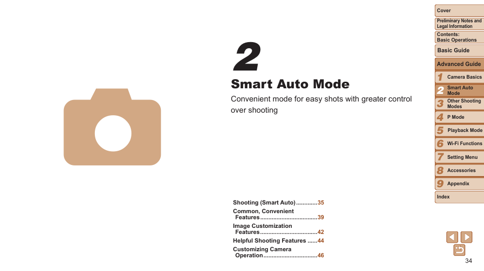 Smart auto mode | Canon PowerShot ELPH 115 IS User Manual | Page 34 / 151