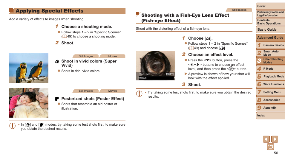 Applying special effects | Canon PowerShot ELPH 115 IS User Manual | Page 50 / 151
