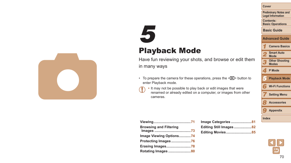 Playback mode | Canon PowerShot ELPH 115 IS User Manual | Page 70 / 151