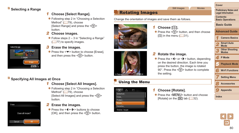 Rotating images | Canon PowerShot ELPH 115 IS User Manual | Page 80 / 151