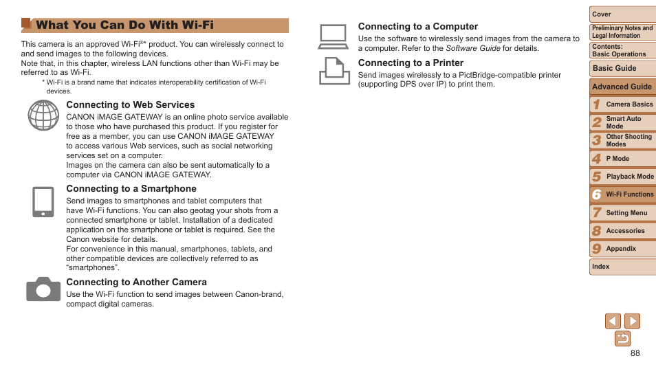 What you can do with wi-fi | Canon PowerShot ELPH 115 IS User Manual | Page 88 / 151