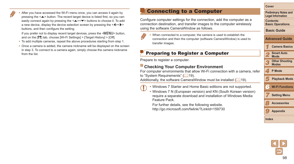 Connecting to a computer, Preparing to register a computer | Canon PowerShot ELPH 115 IS User Manual | Page 98 / 151