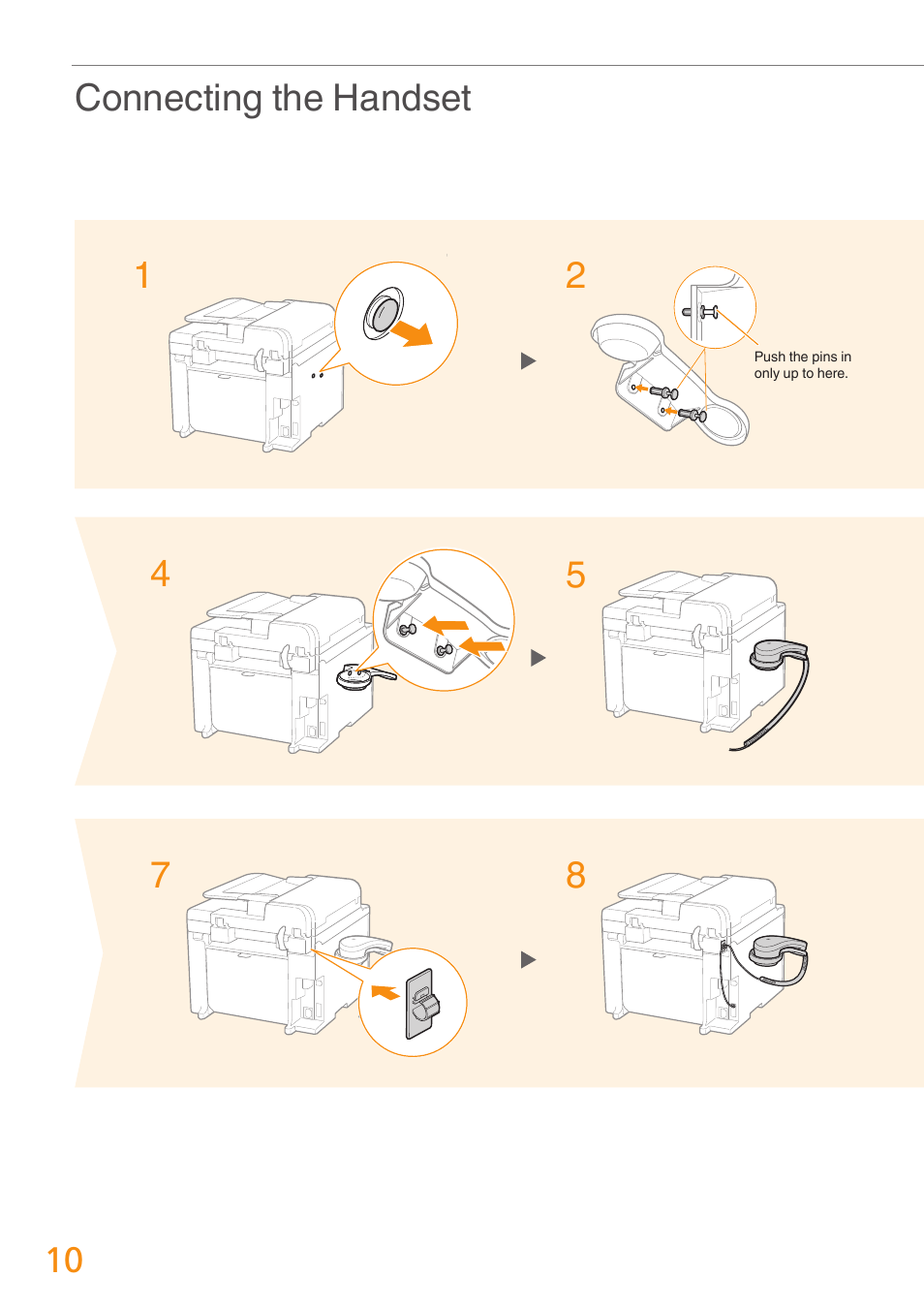 Connecting the handset | Canon FAXPHONE L190 User Manual | Page 10 / 28