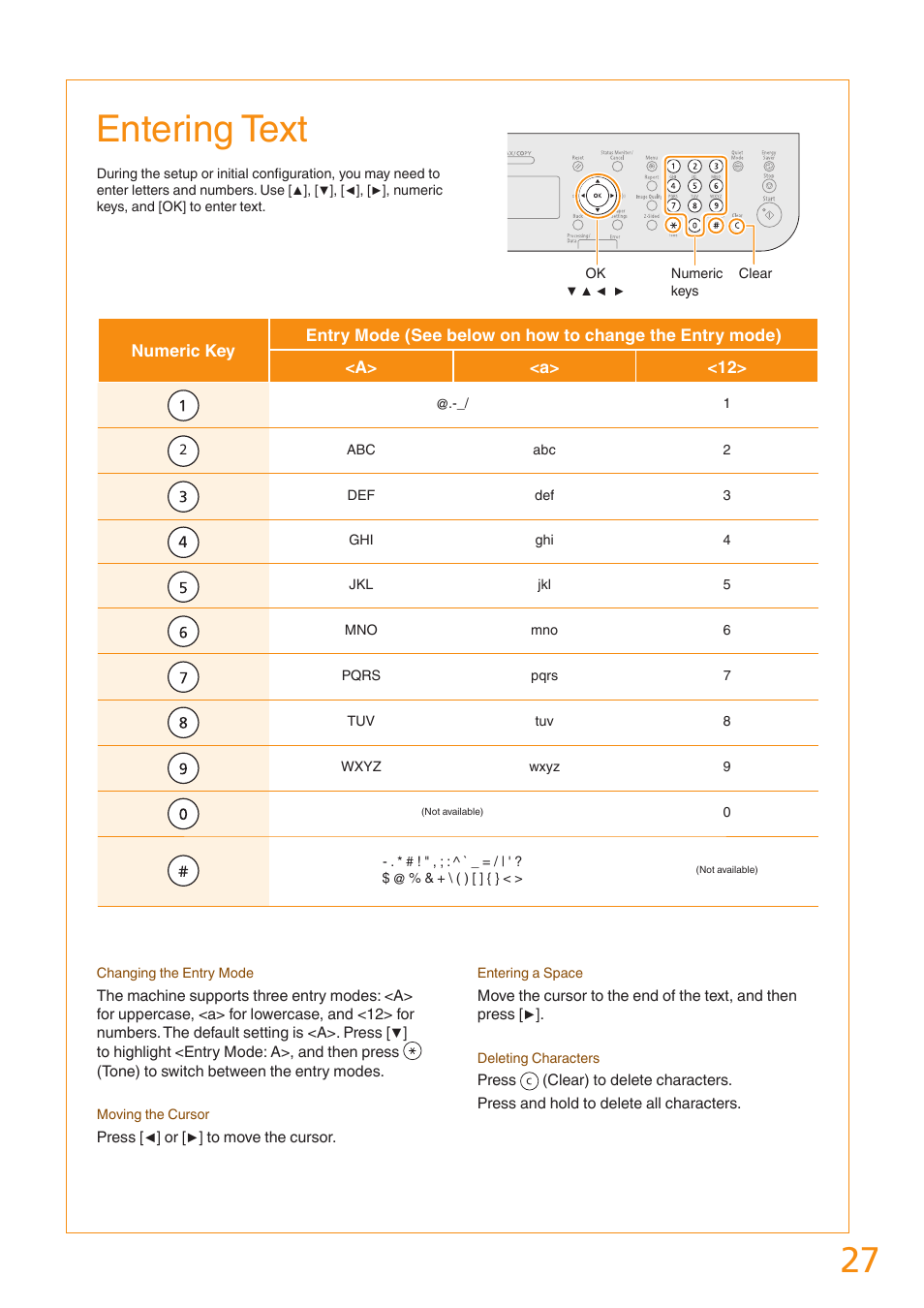 Entering text | Canon FAXPHONE L190 User Manual | Page 27 / 28