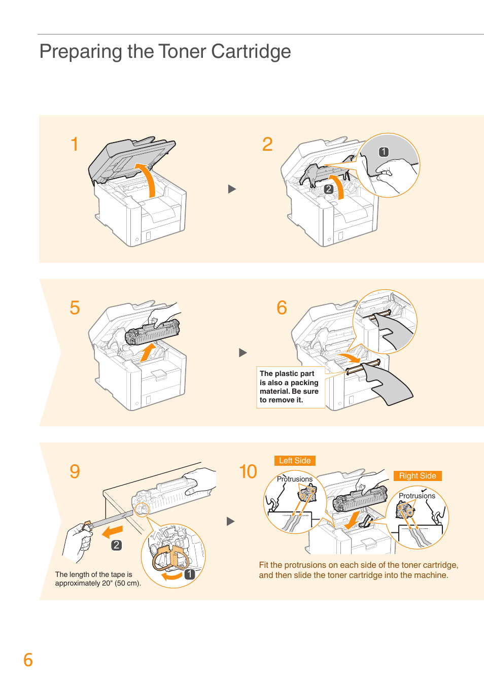 Preparing the toner cartridge | Canon FAXPHONE L190 User Manual | Page 6 / 28