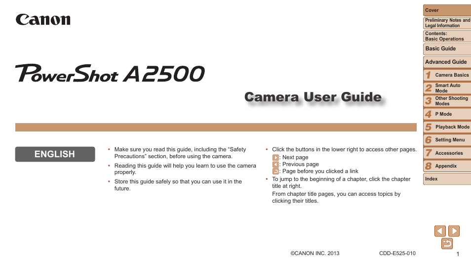 Canon PowerShot A2500 User Manual | 109 pages