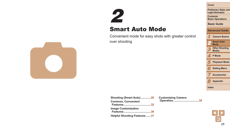 Smart auto mode | Canon PowerShot A2500 User Manual | Page 28 / 109