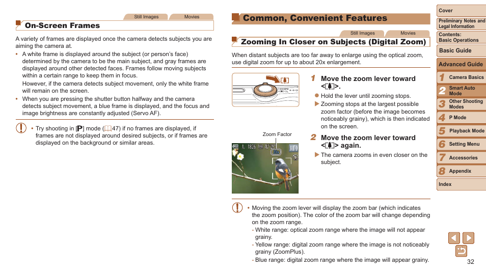 Common, convenient features, Common, convenient, Features | Canon PowerShot A2500 User Manual | Page 32 / 109