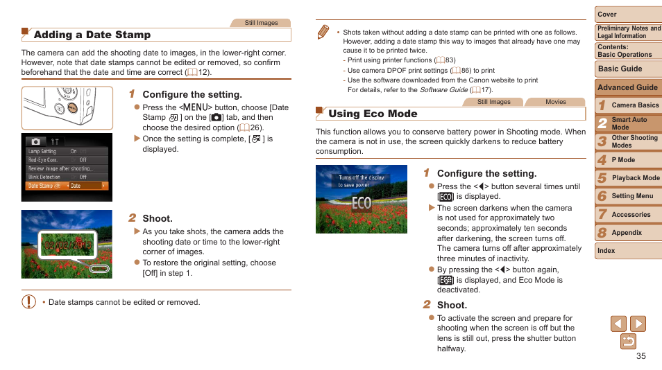 Ou can also add a date stamp to shots, if you wish | Canon PowerShot A2500 User Manual | Page 35 / 109
