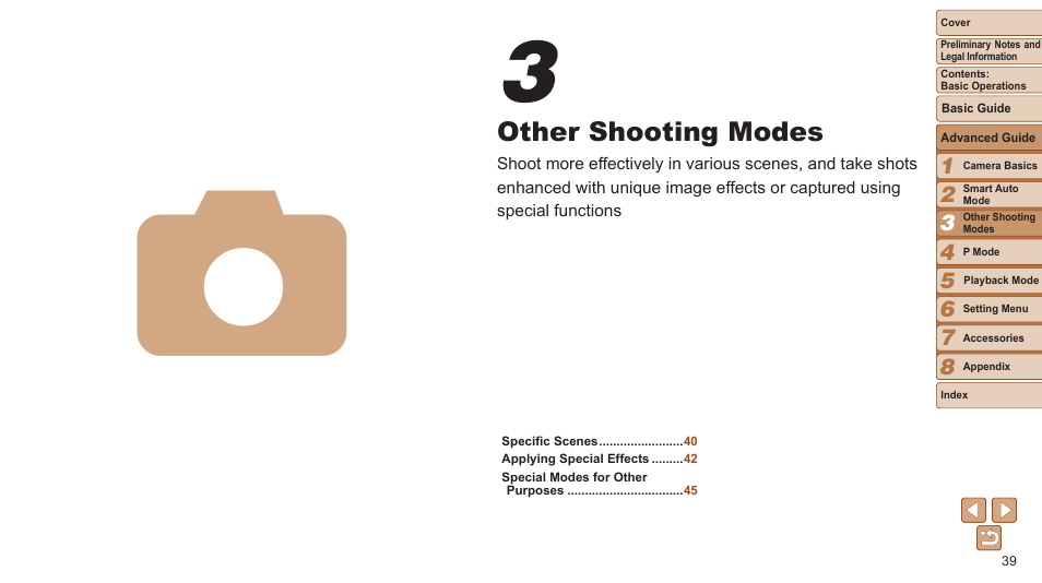 Other shooting modes | Canon PowerShot A2500 User Manual | Page 39 / 109