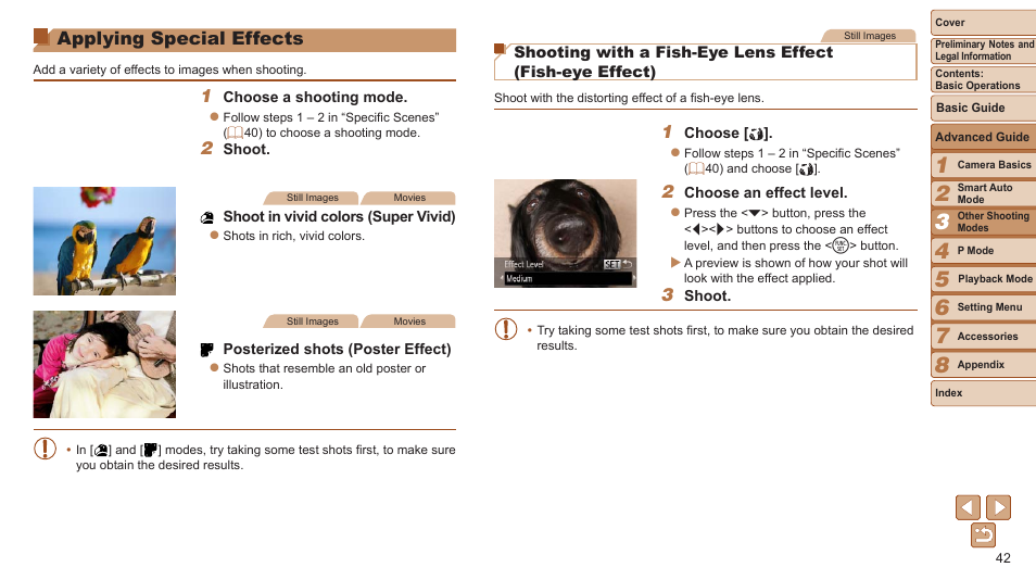 Applying special effects | Canon PowerShot A2500 User Manual | Page 42 / 109