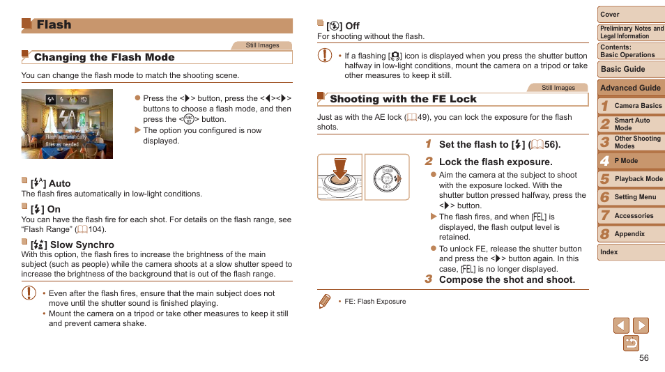 Flash, And shoot again, 56), which may enable adequate exposure | Canon PowerShot A2500 User Manual | Page 56 / 109