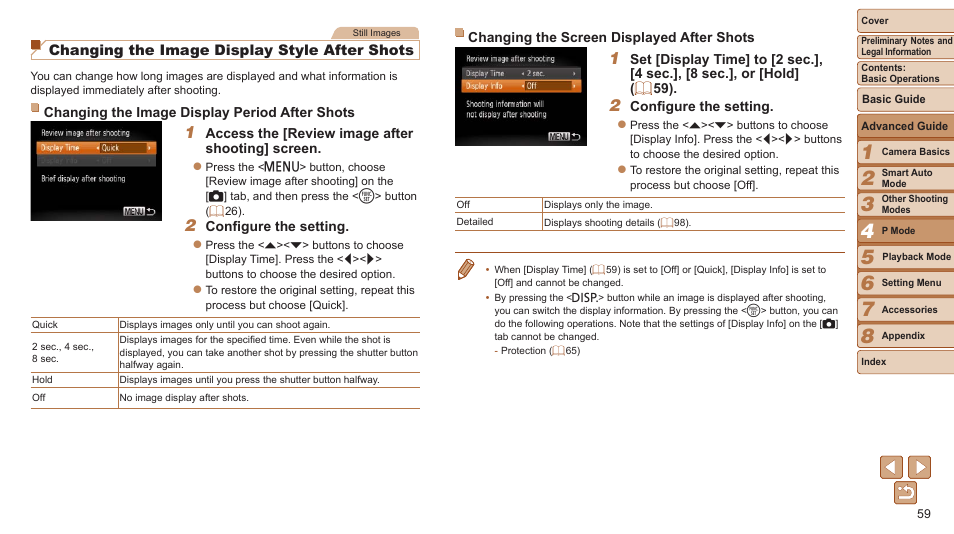 Ime] is set to [quick, 59), and | Canon PowerShot A2500 User Manual | Page 59 / 109
