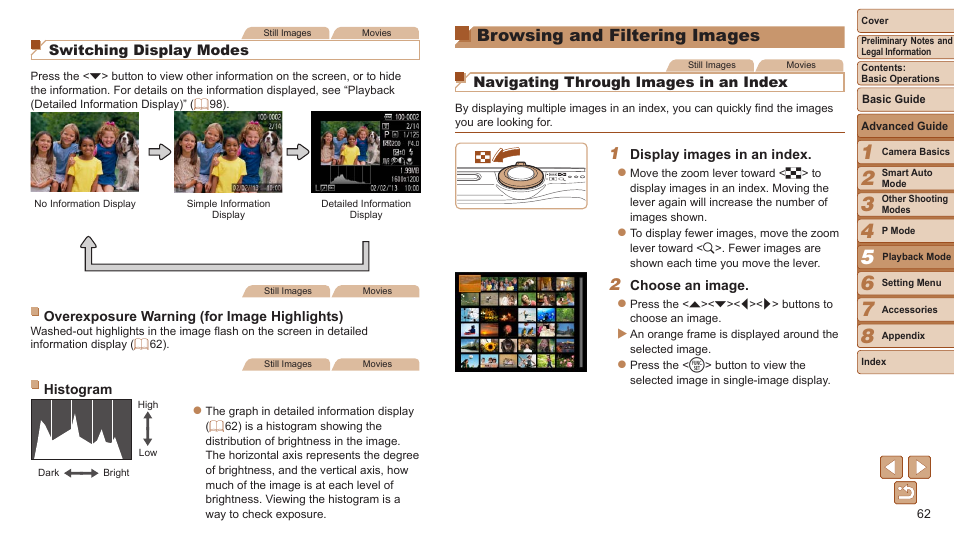 Browsing and filtering images | Canon PowerShot A2500 User Manual | Page 62 / 109