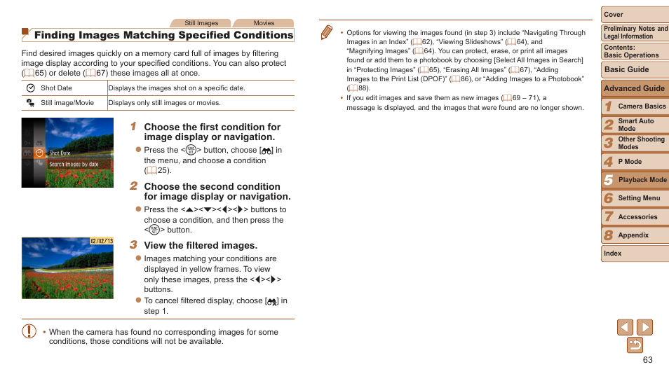 Finding images matching specified conditions | Canon PowerShot A2500 User Manual | Page 63 / 109