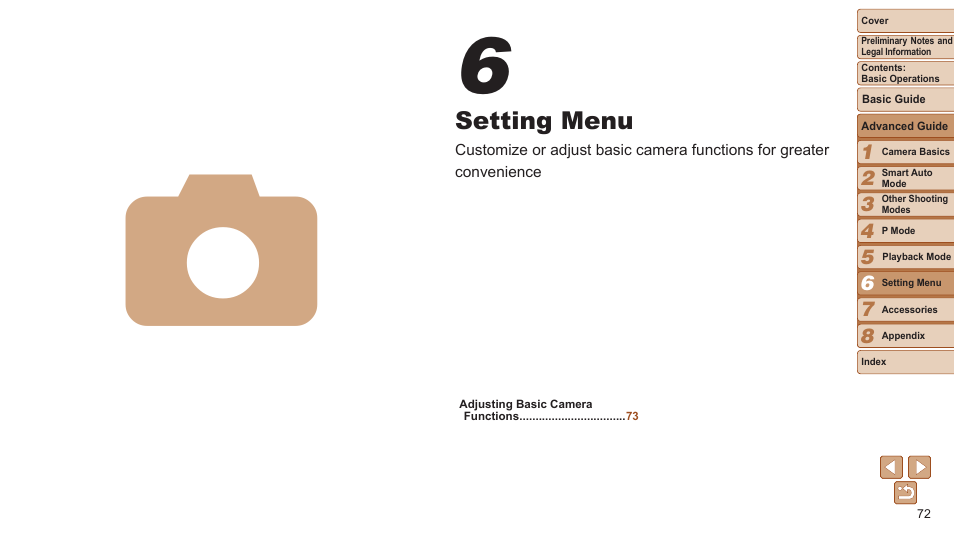 Setting menu | Canon PowerShot A2500 User Manual | Page 72 / 109