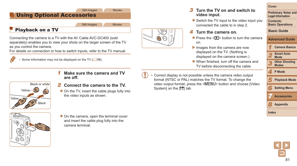 Using optional accessories, Ideo system | Canon PowerShot A2500 User Manual | Page 81 / 109