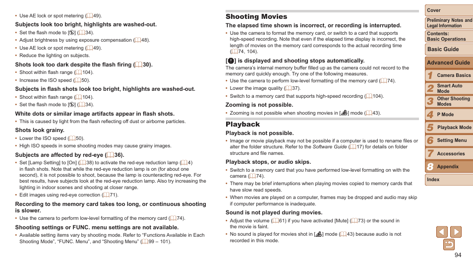 Shooting movies, Playback | Canon PowerShot A2500 User Manual | Page 94 / 109