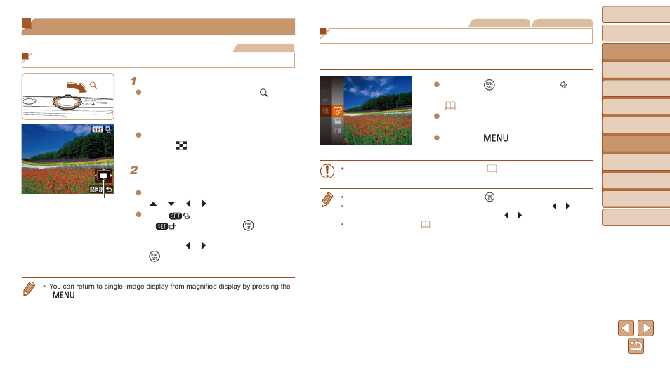 Image viewing options, Magnifying images, Viewing slideshows | And “viewing, Slideshows | Canon PowerShot ELPH 150 IS User Manual | Page 65 / 119