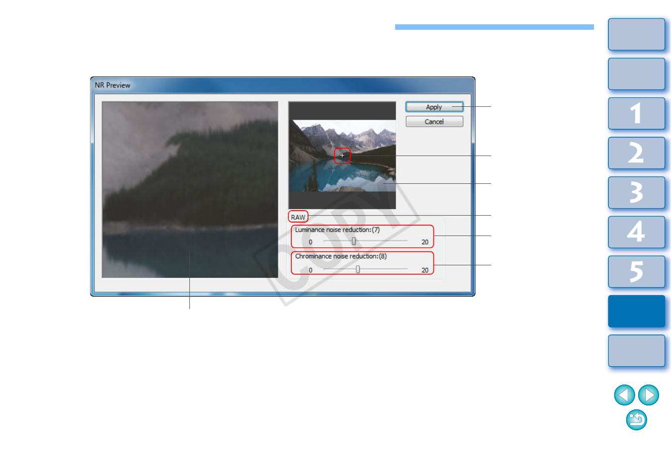 List of nr preview window functions, P.134, P.134) | Cop y | Canon EOS Rebel T5 18-55 IS II Kit User Manual | Page 135 / 153