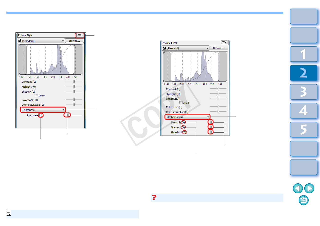 Detailed setting of image sharpness, Cop y | Canon EOS Rebel T5 18-55 IS II Kit User Manual | Page 33 / 153