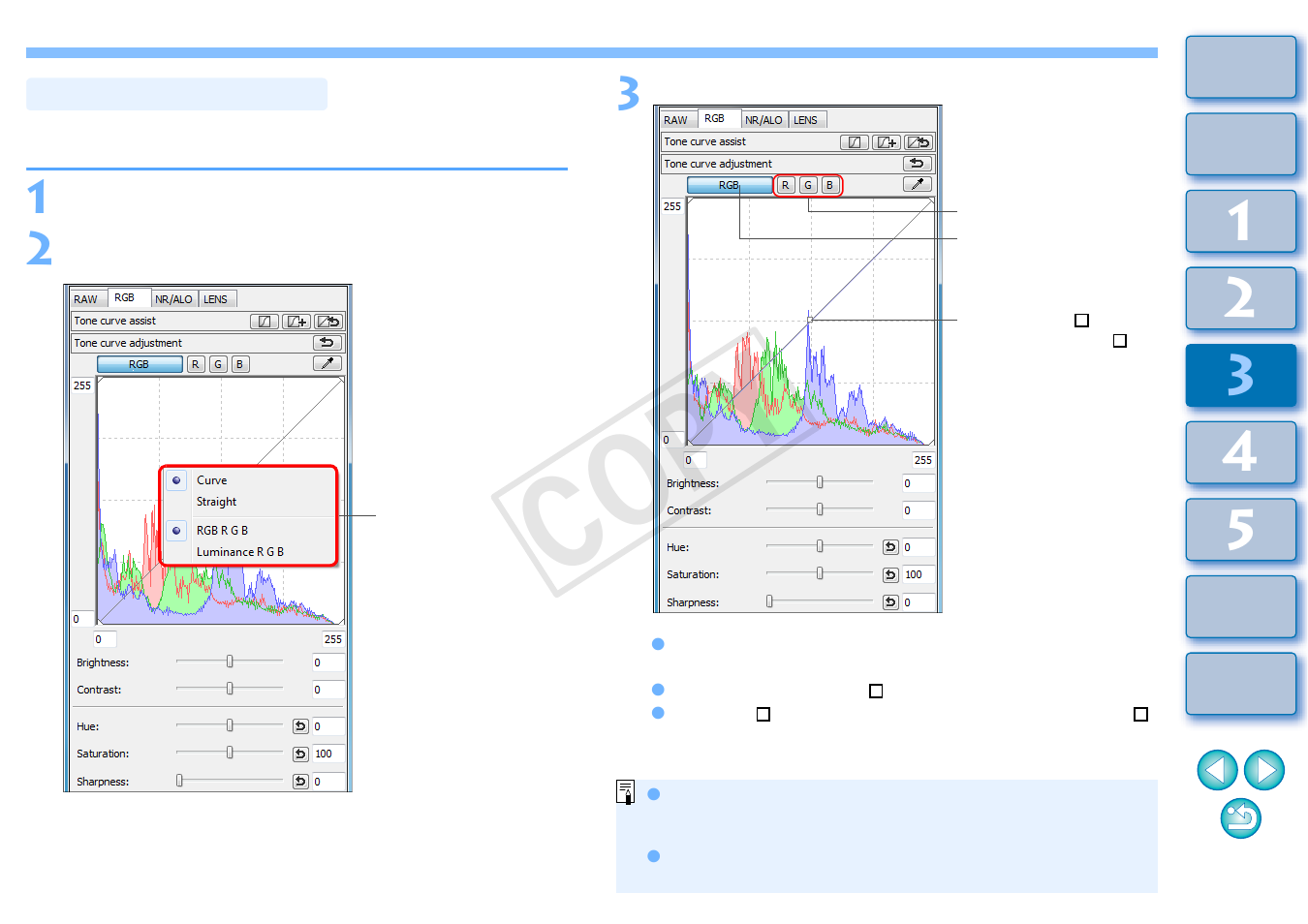 Tone curve adjustment, Cop y | Canon EOS Rebel T5 18-55 IS II Kit User Manual | Page 59 / 153