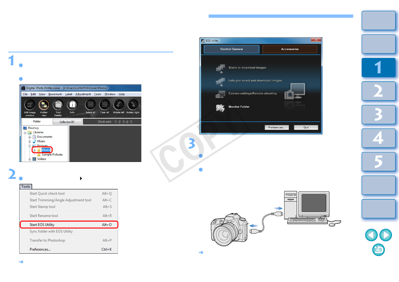 Downloading images to your computer, Cop y | Canon EOS Rebel T5 18-55 IS II Kit User Manual | Page 8 / 153
