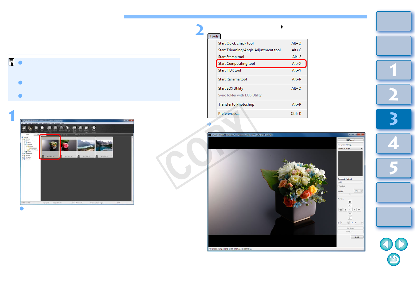 Compositing images, P.80, P.80) | Cop y | Canon EOS Rebel T5 18-55 IS II Kit User Manual | Page 81 / 153