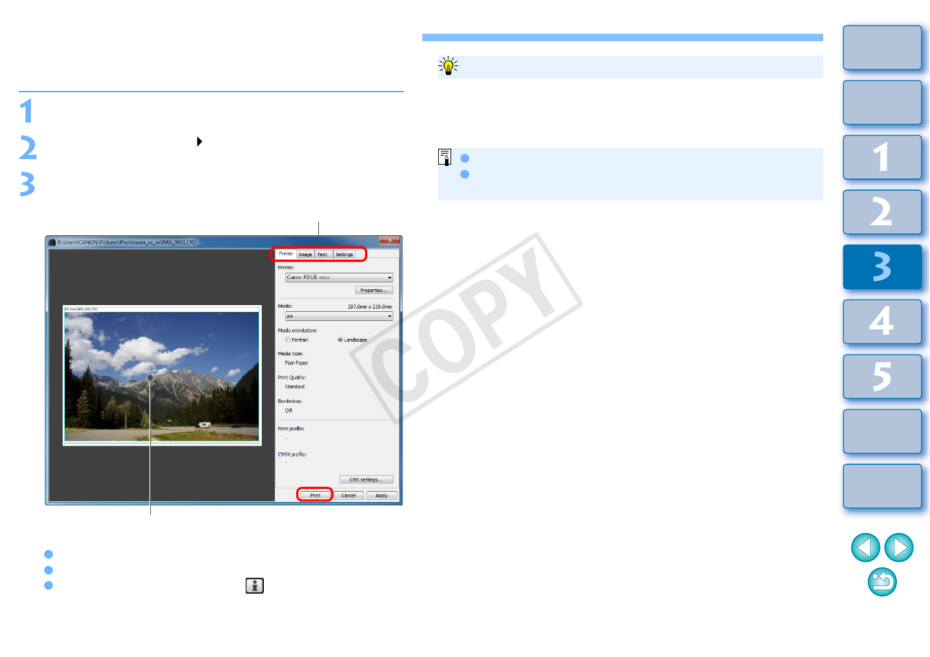 Printing with shooting information, P.87, Rmation | P.87), Cop y | Canon EOS Rebel T5 18-55 IS II Kit User Manual | Page 88 / 153