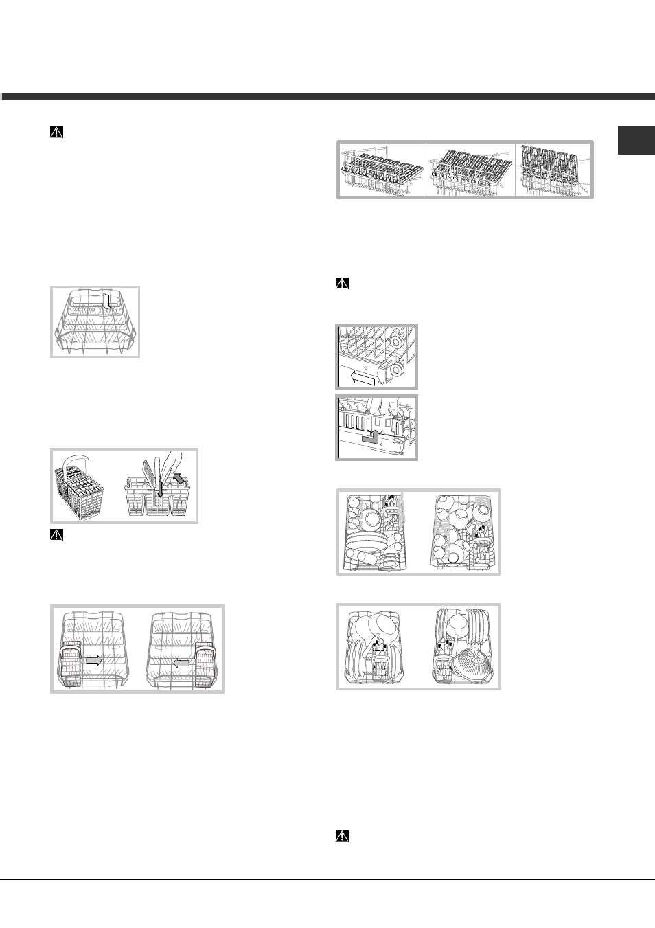 Loading the racks, Lower rack, Cutlery basket | Upper rack | Hotpoint Ariston LSFA+ 935 User Manual | Page 17 / 84