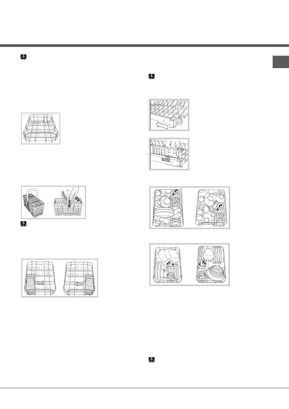 Loading the racks, Lower rack, Cutlery basket | Upper rack | Hotpoint Ariston LST 216 A-HA User Manual | Page 17 / 84