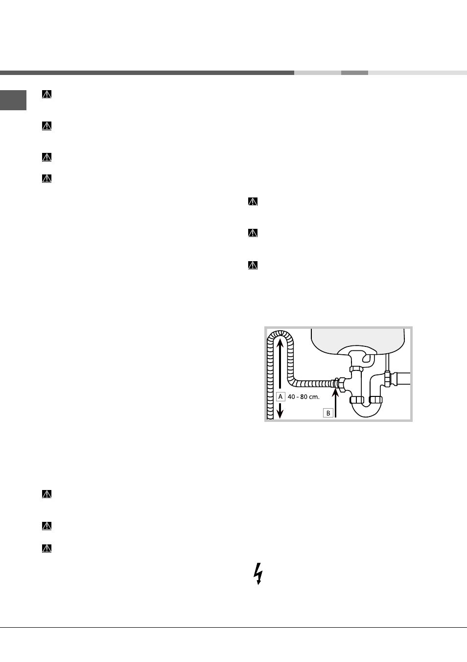 Installation, Mise en place et mise à niveau, Raccordements eau et électricité | Hotpoint Ariston LST 216 A-HA User Manual | Page 26 / 84