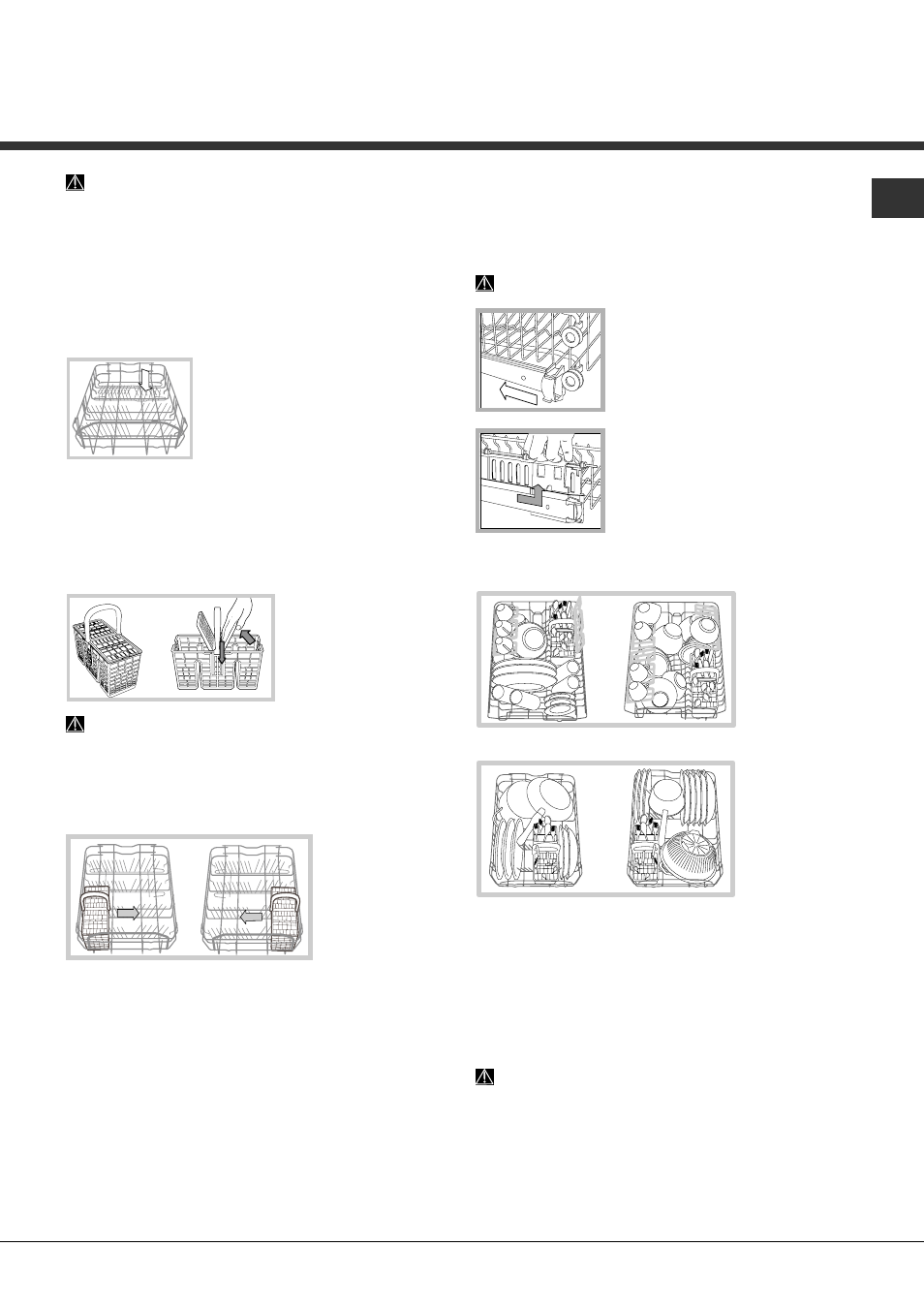 Caricare i cestelli, Cesto inferiore, Cestino delle posate | Cesto superiore | Hotpoint Ariston LST 216 A-HA User Manual | Page 5 / 84