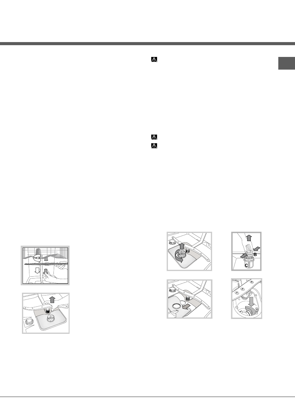 Onderhoud en verzorging, Water en elektrische stroom afsluiten, Reinigen van de afwasautomaat | Vermijden van vervelende luchtjes, Reinigen van de sproeiarmen, Reinigen van de filters | Hotpoint Ariston LST 216 A-HA User Manual | Page 57 / 84