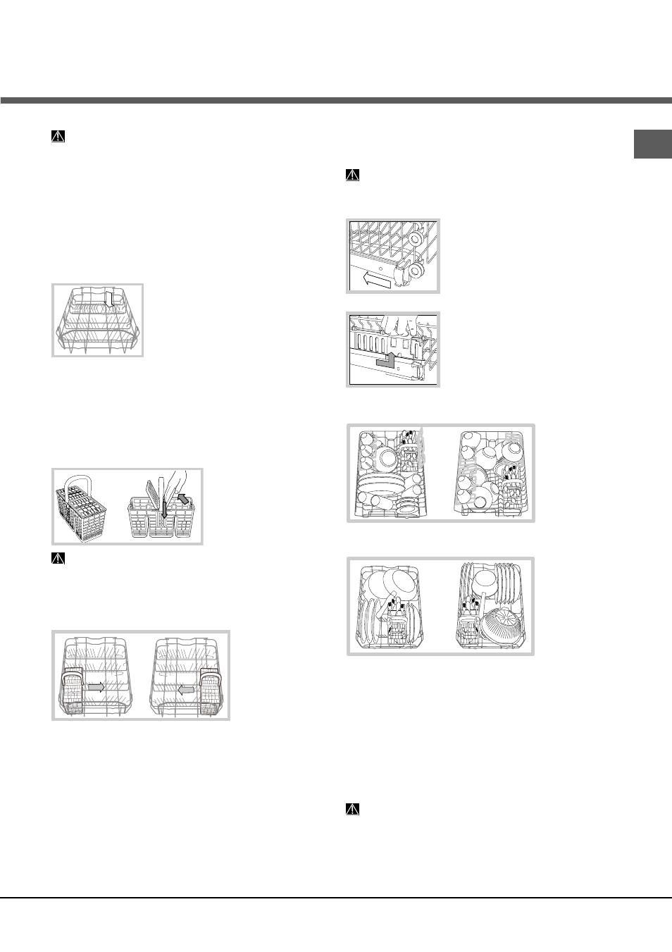 Carregar os cestos, Cesto inferior, Cesto dos talheres | Cesto superior | Hotpoint Ariston LST 216 A-HA User Manual | Page 77 / 84