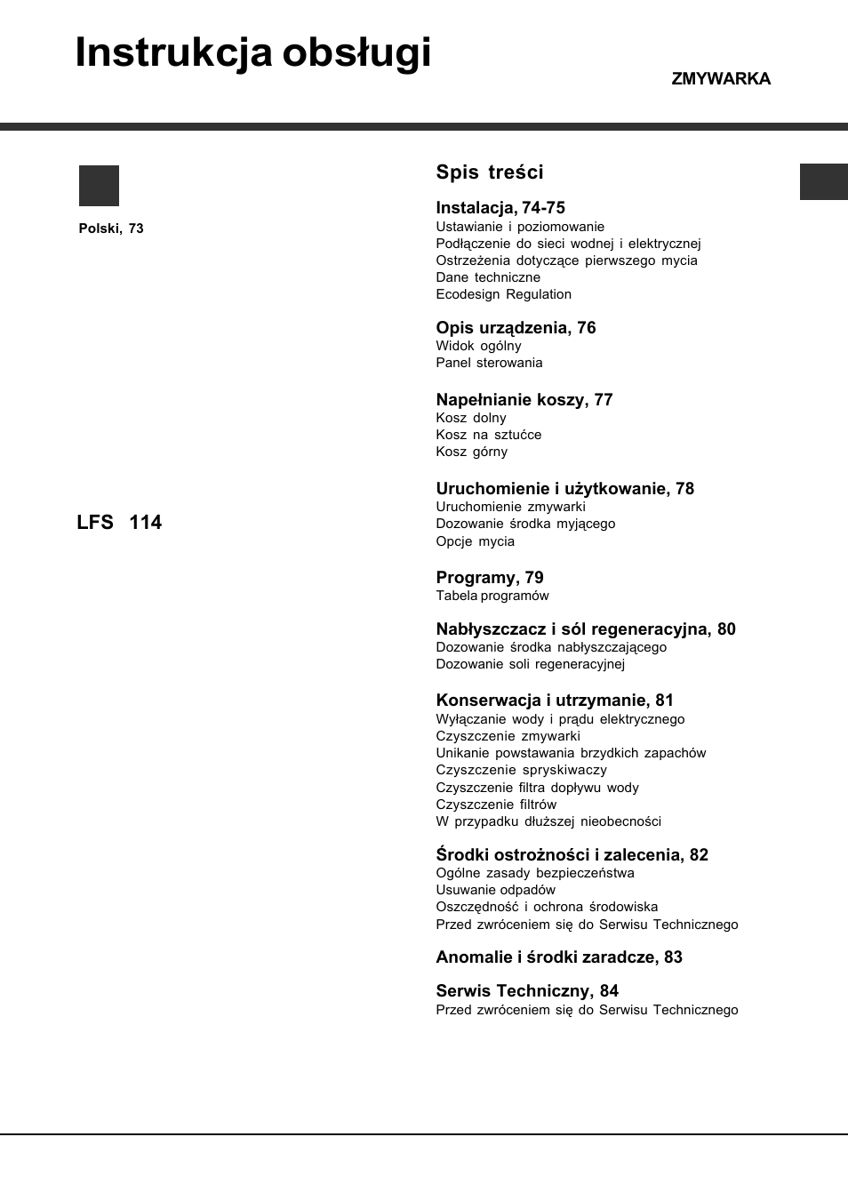 Hotpoint Ariston LFS 114 User Manual | Page 73 / 84