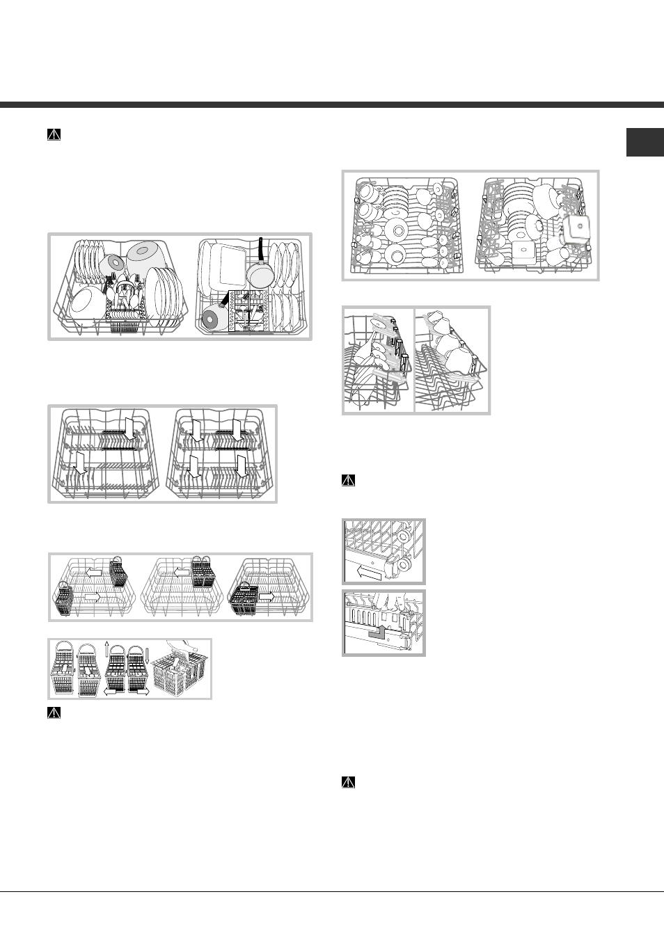 Loading the racks, Lower rack and cutlery basket, Upper rack | Hotpoint Ariston LFTA+ M294 A User Manual | Page 17 / 84