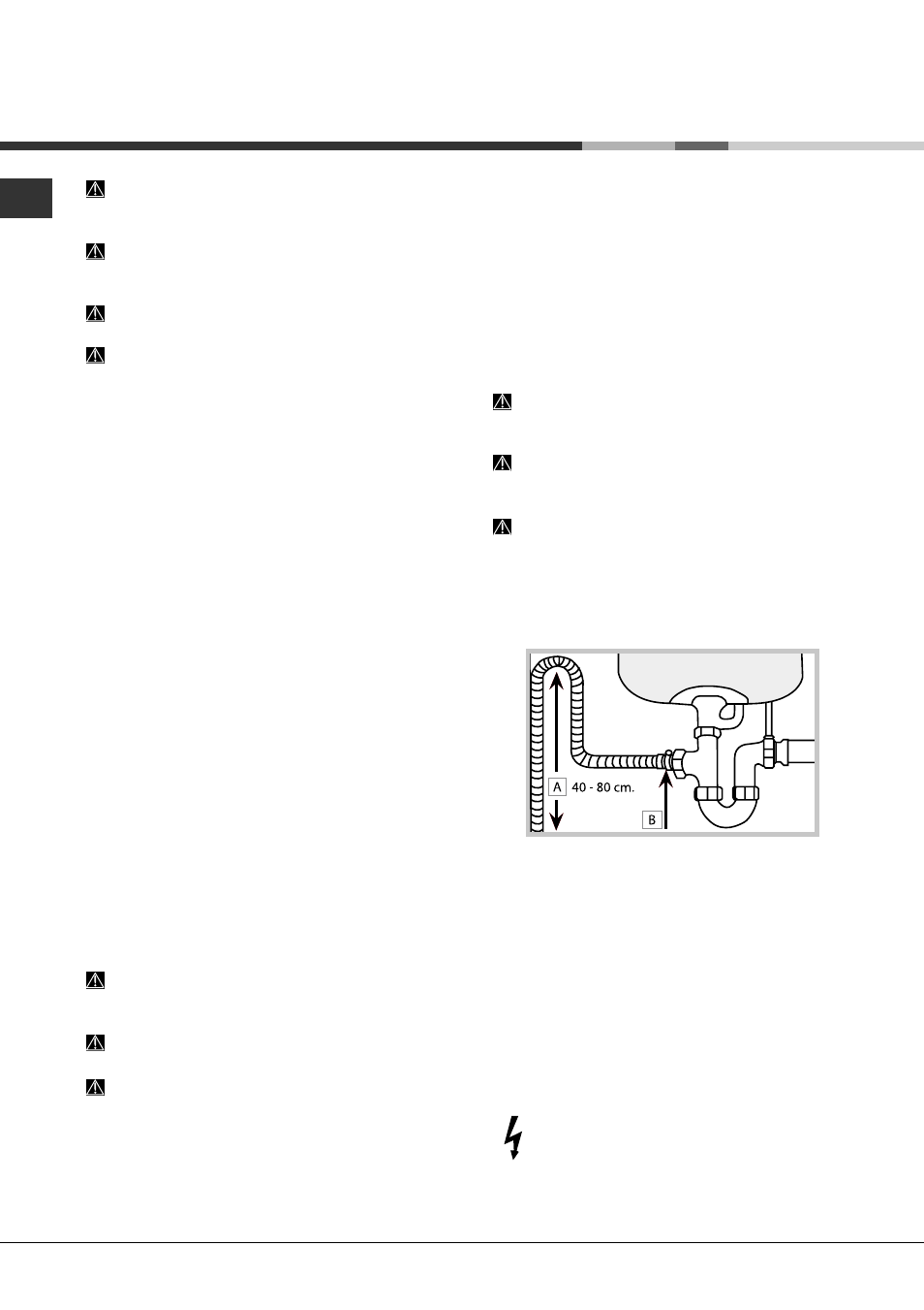 Installation, Mise en place et mise à niveau, Raccordements eau et électricité | Hotpoint Ariston LFTA+ M294 A User Manual | Page 26 / 84