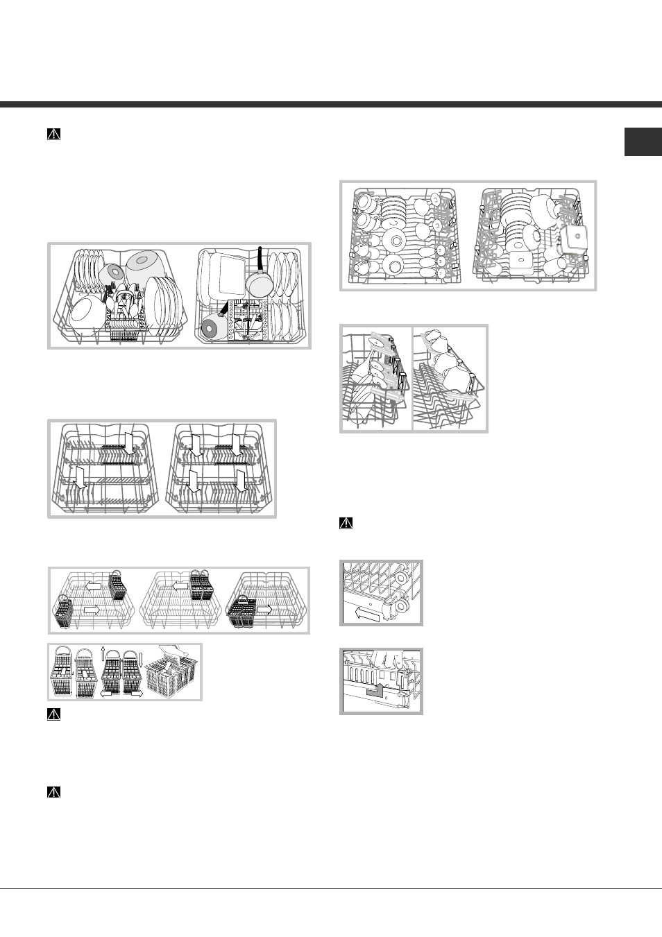 Beschickung der körbe, Unterer korb und besteckkorb, Oberer korb | Hotpoint Ariston LFTA+ M294 A User Manual | Page 41 / 84