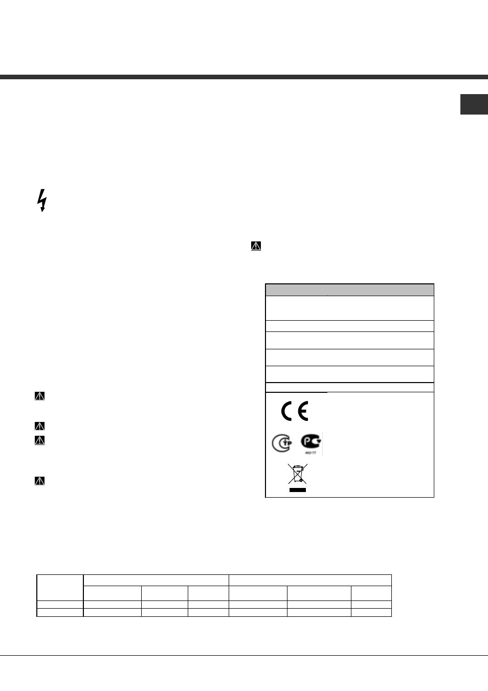 Advertências para a primeira lavagem | Hotpoint Ariston LFTA+ M294 A User Manual | Page 75 / 84