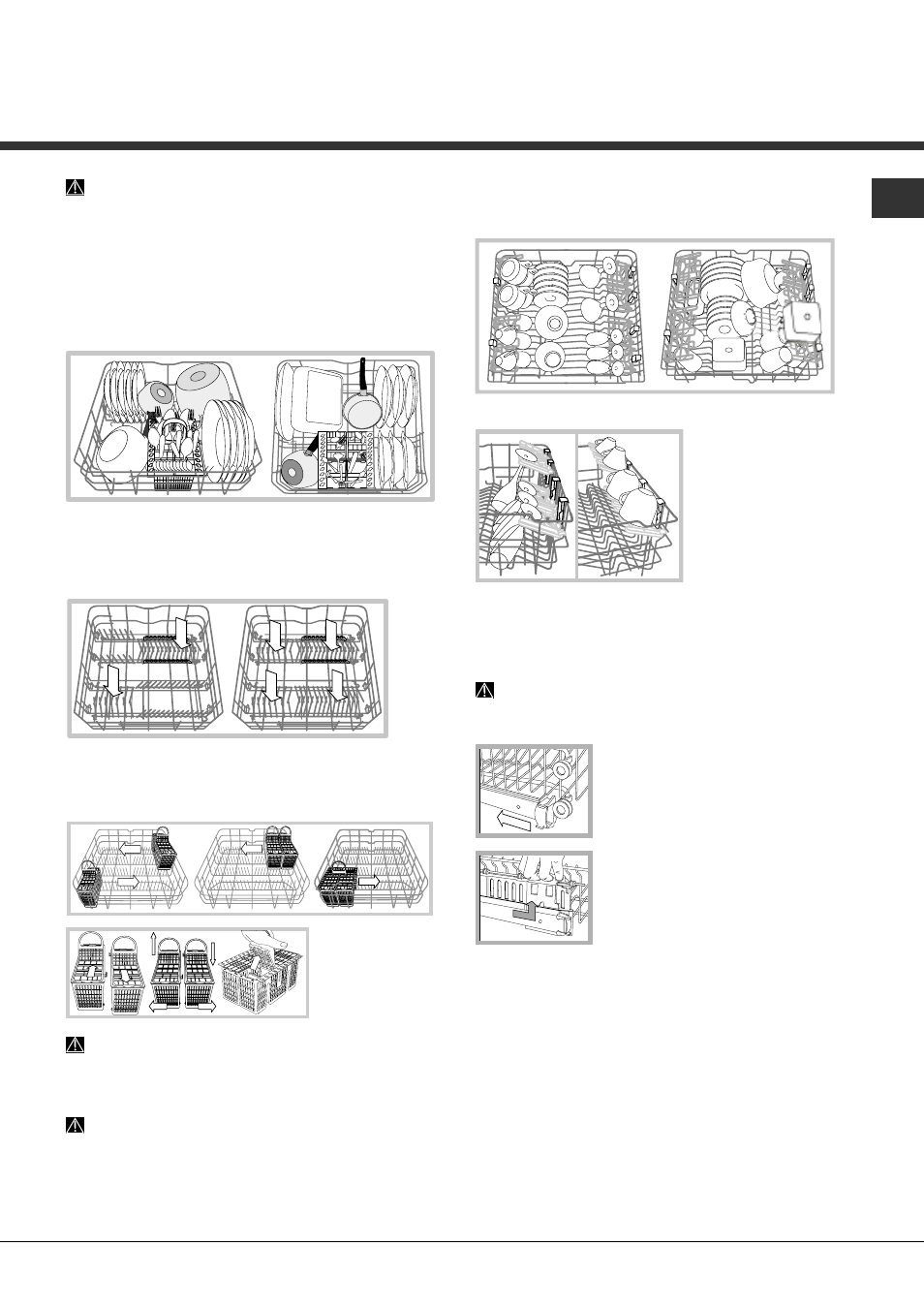 Carregar os cestos, Cesto inferior e cesto dos talheres, Cesto superior | Hotpoint Ariston LFTA+ M294 A User Manual | Page 77 / 84