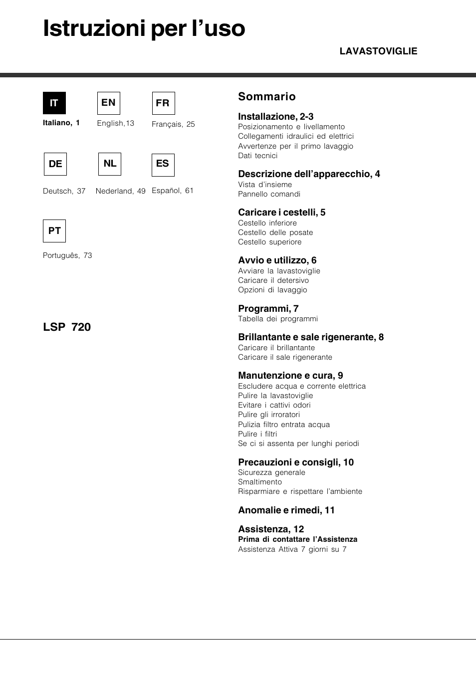 Hotpoint Ariston LSP 720A X User Manual | 84 pages