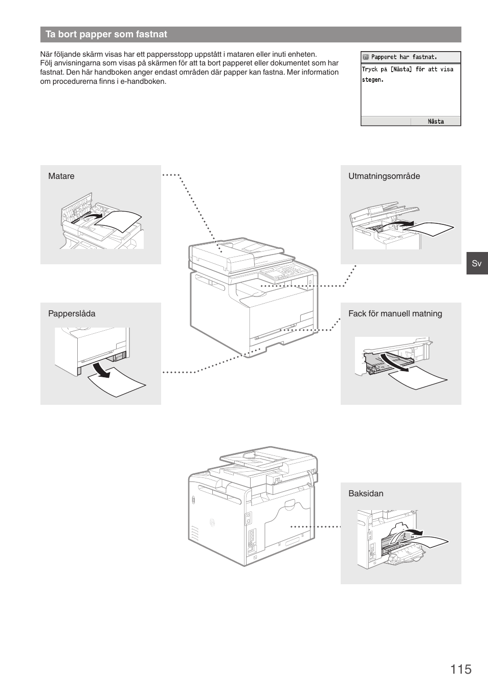 Ta bort papper som fastnat | Canon i-SENSYS MF8230Cn User Manual | Page 115 / 292