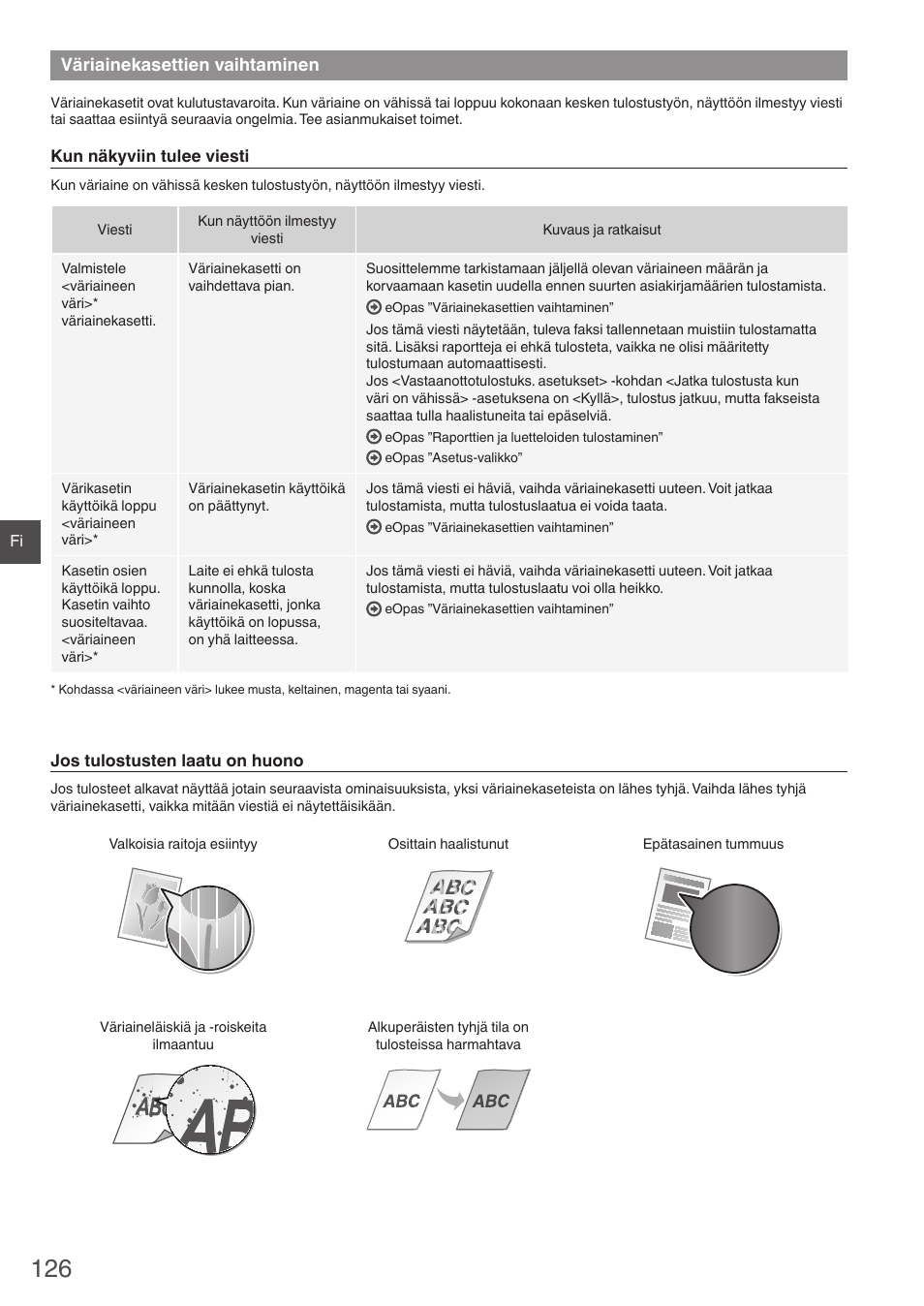 Väriainekasettien vaihtaminen | Canon i-SENSYS MF8230Cn User Manual | Page 126 / 292