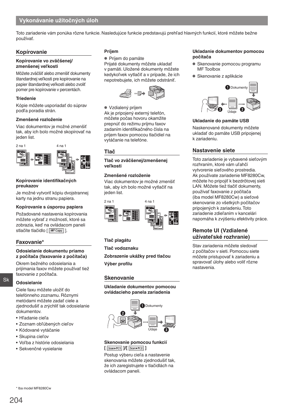 Vykonávanie užitočných úloh | Canon i-SENSYS MF8230Cn User Manual | Page 204 / 292