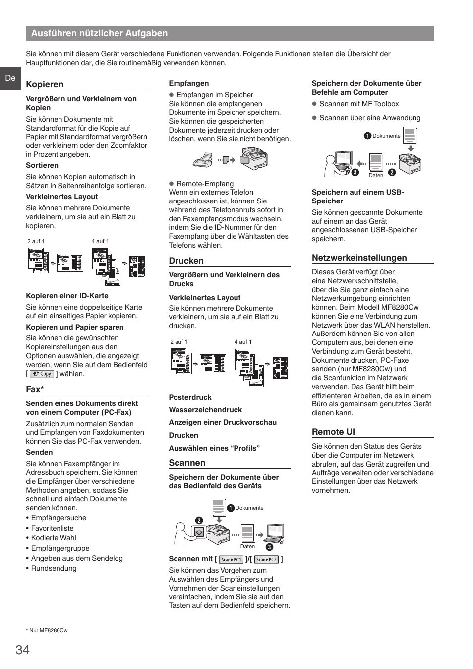 Ausführen nützlicher aufgaben | Canon i-SENSYS MF8230Cn User Manual | Page 34 / 292