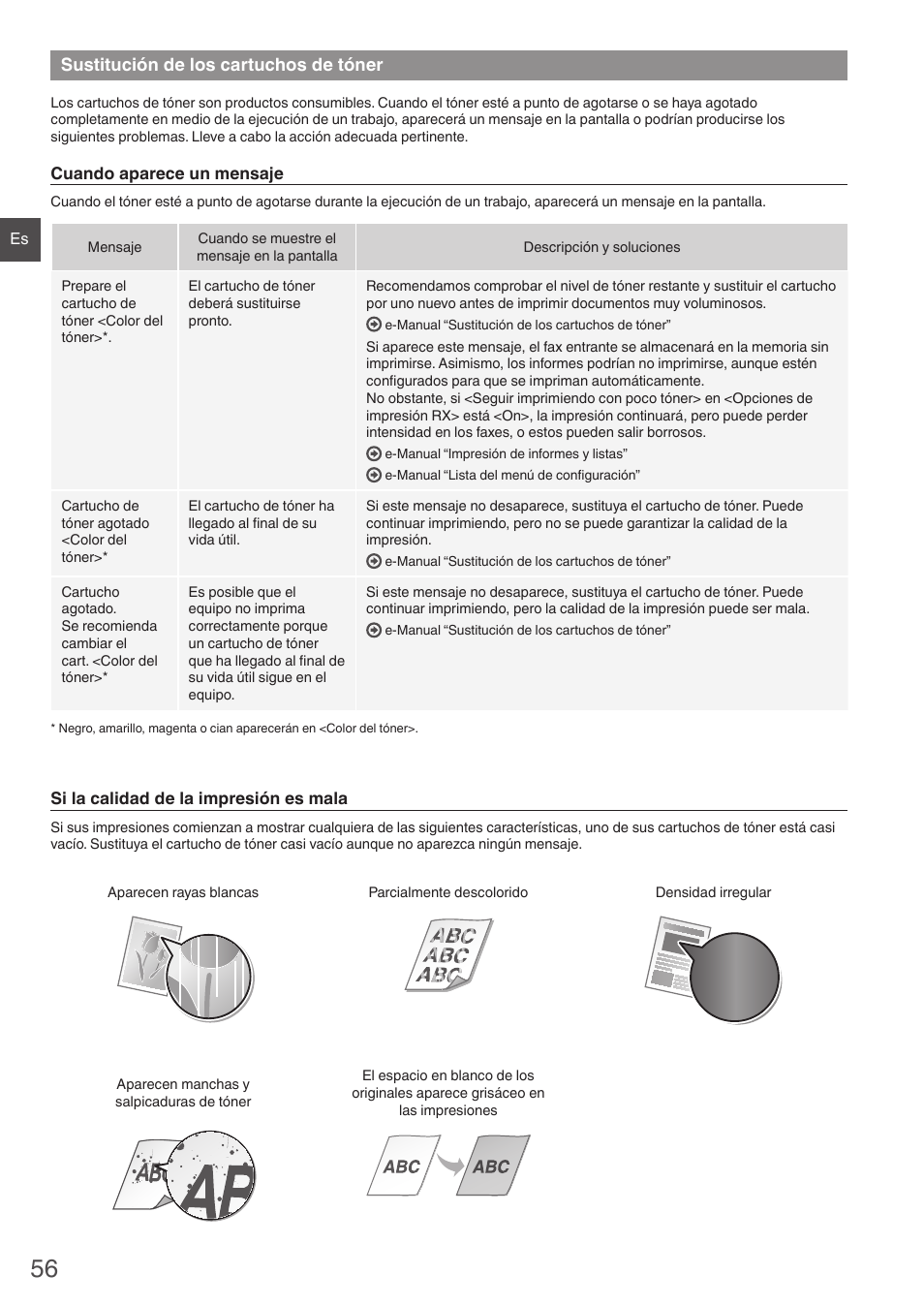 Sustitución de los cartuchos de tóner | Canon i-SENSYS MF8230Cn User Manual | Page 56 / 292