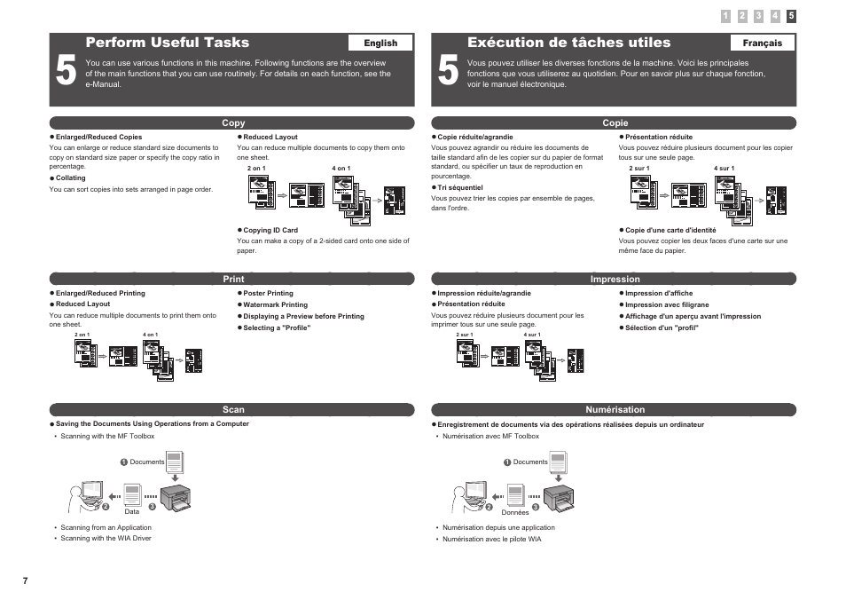 Perform useful tasks, Exécution de tâches utiles | Canon i-SENSYS MF3010 User Manual | Page 12 / 204