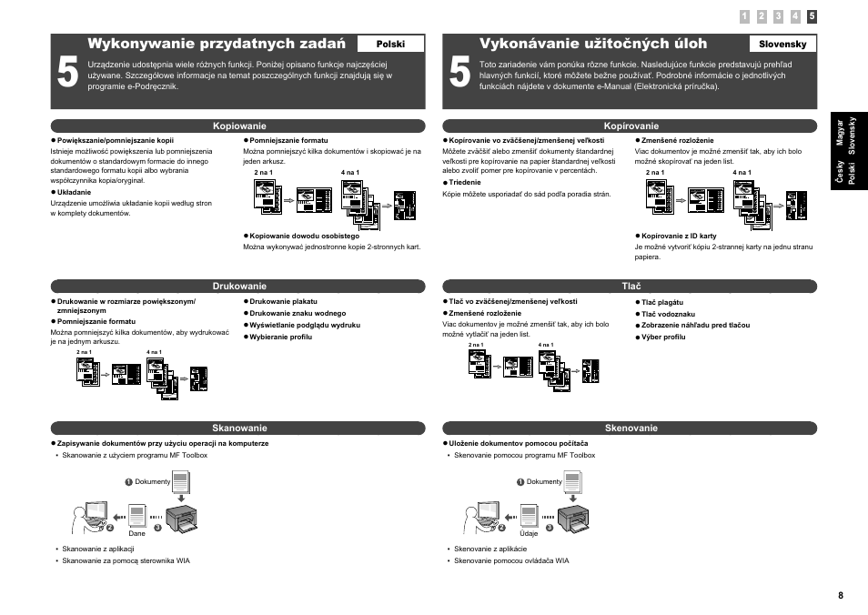 Wykonywanie przydatnych zadań, Vykonávanie užitočných úloh | Canon i-SENSYS MF3010 User Manual | Page 21 / 204
